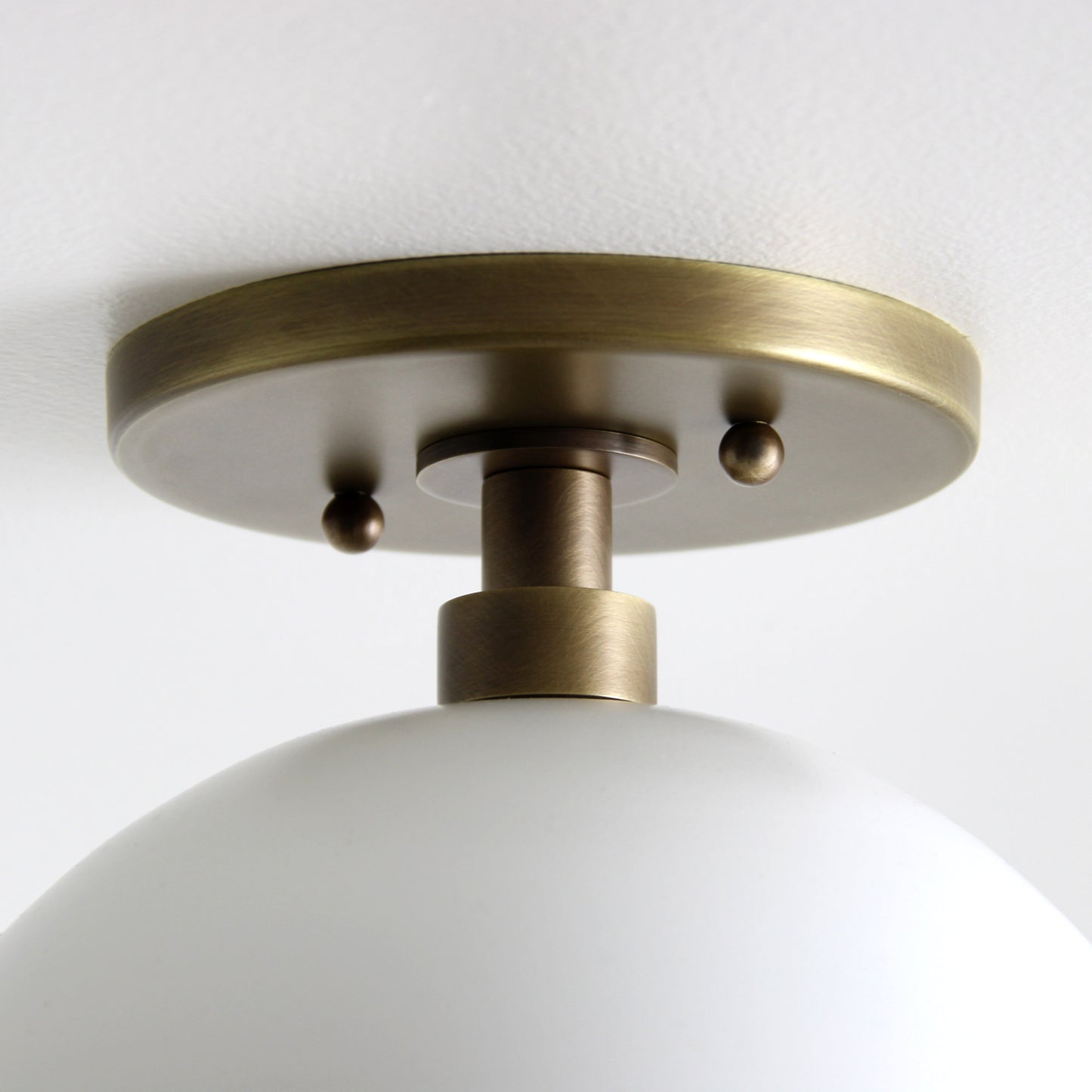 Bell 8 Flush Mount in Aged Satin Brass and Matte White