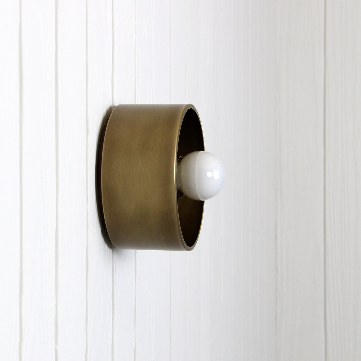Cask Mini Flush Mount in Aged Satin Brass