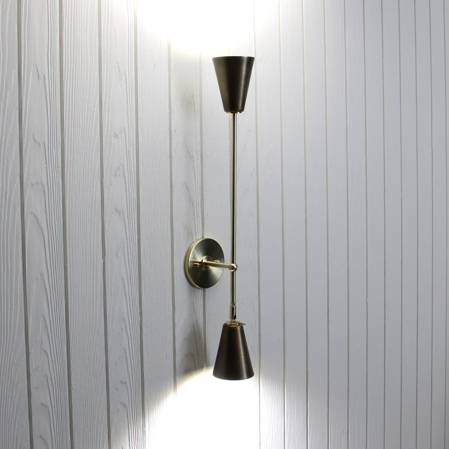 Mythos Achilles Wall Sconce in Classic Brass w/Aged Brass shades