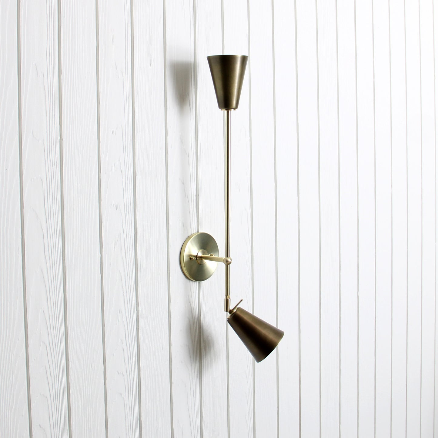 Mythos Achilles Wall Sconce in Classic Brass w/Aged Brass shades
