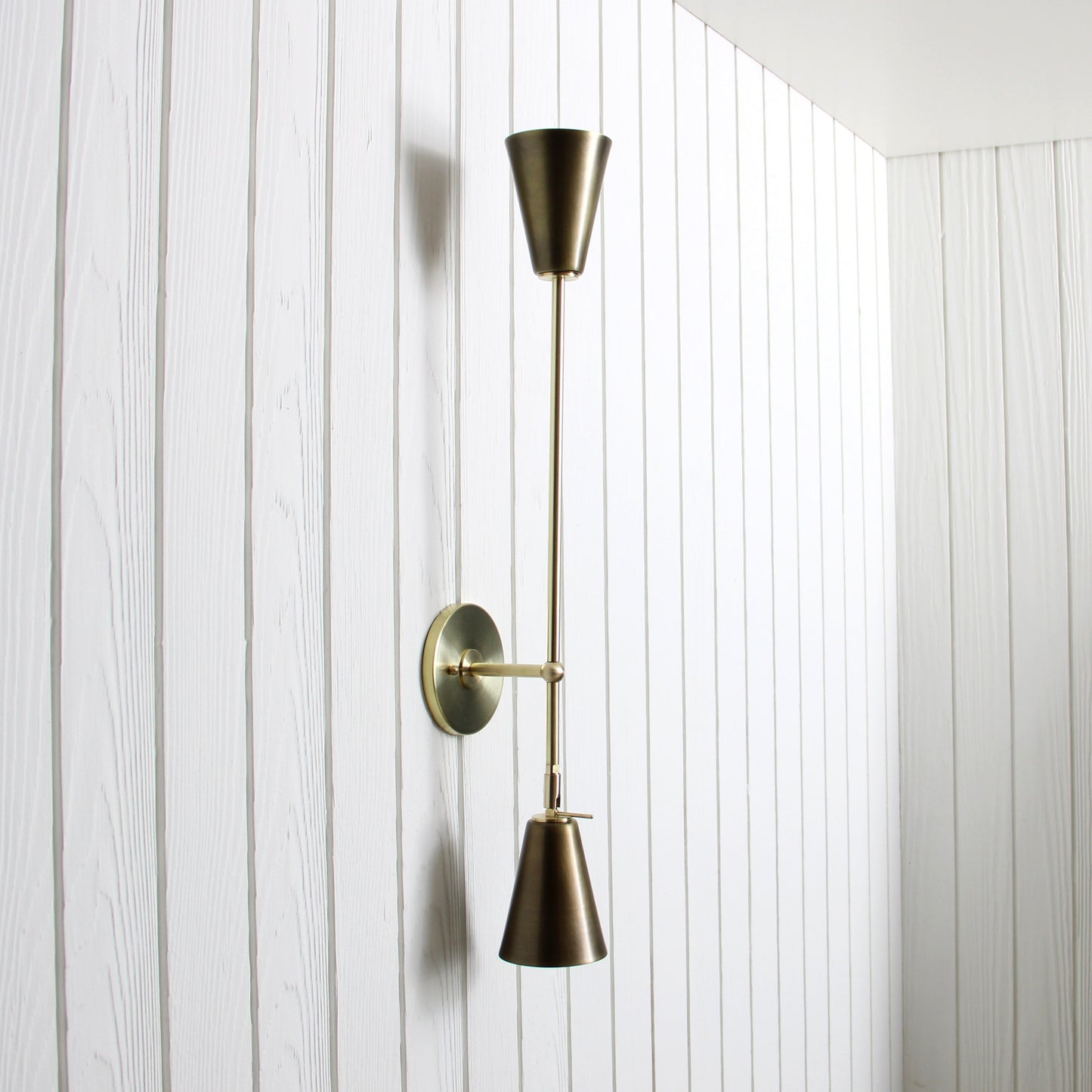 Mythos Achilles Wall Sconce in Classic Brass w/Aged Brass shades
