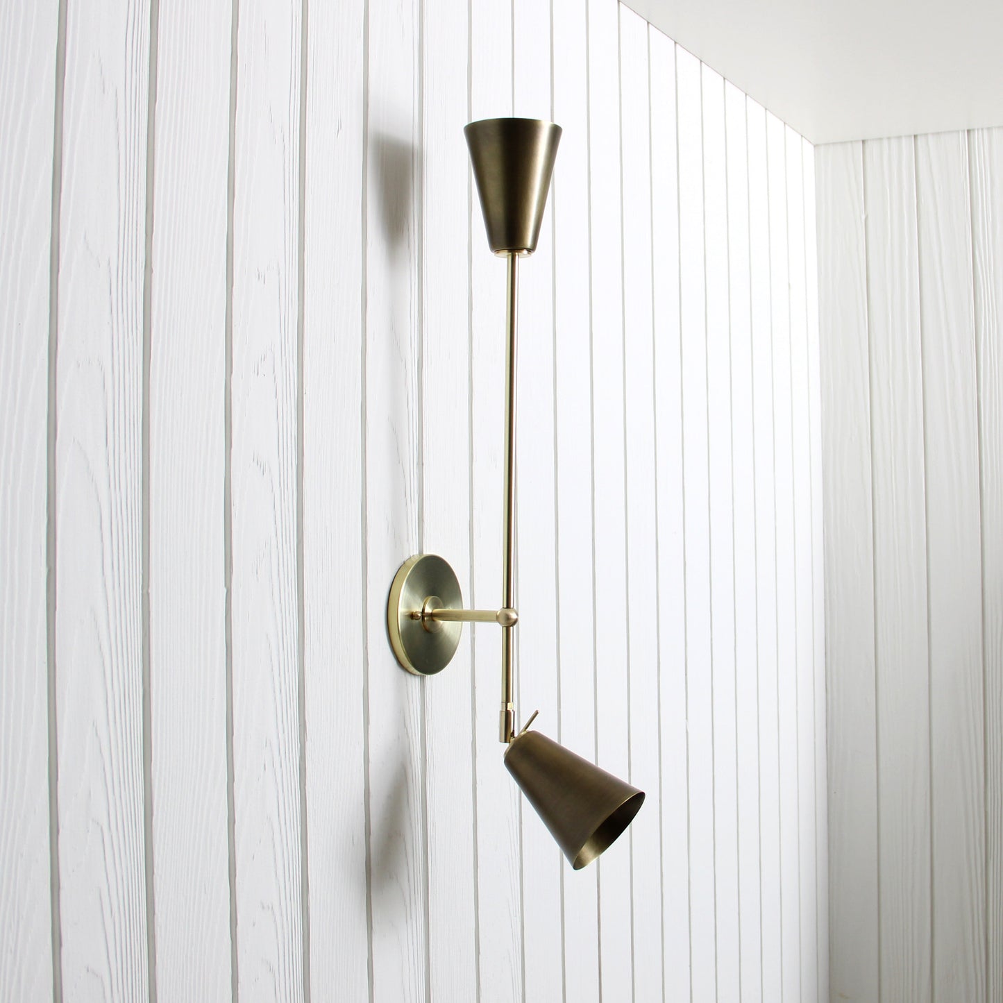 Mythos Achilles Wall Sconce in Classic Brass w/Aged Brass shades