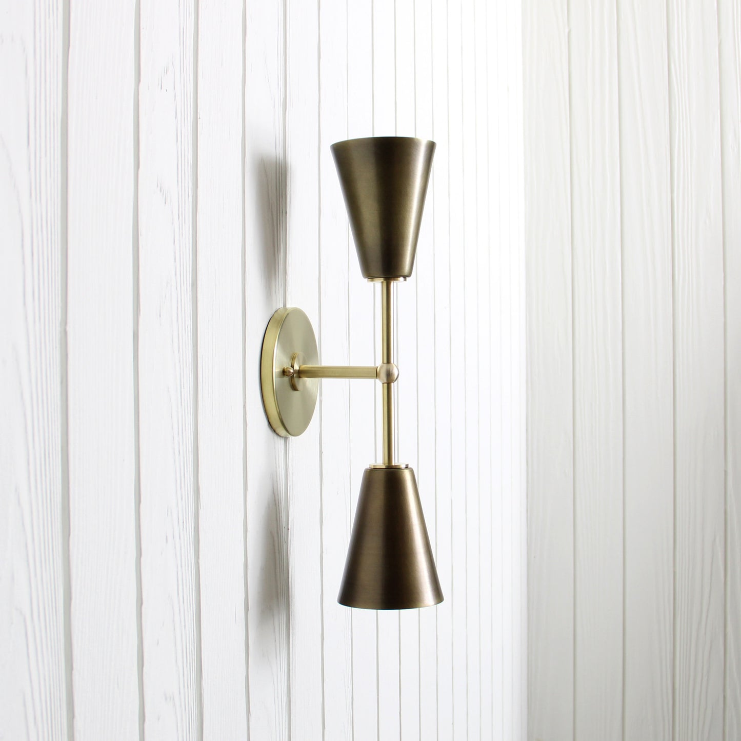 Mythos Apollo Wall Sconce in Classic Brass w/Aged Brass shades