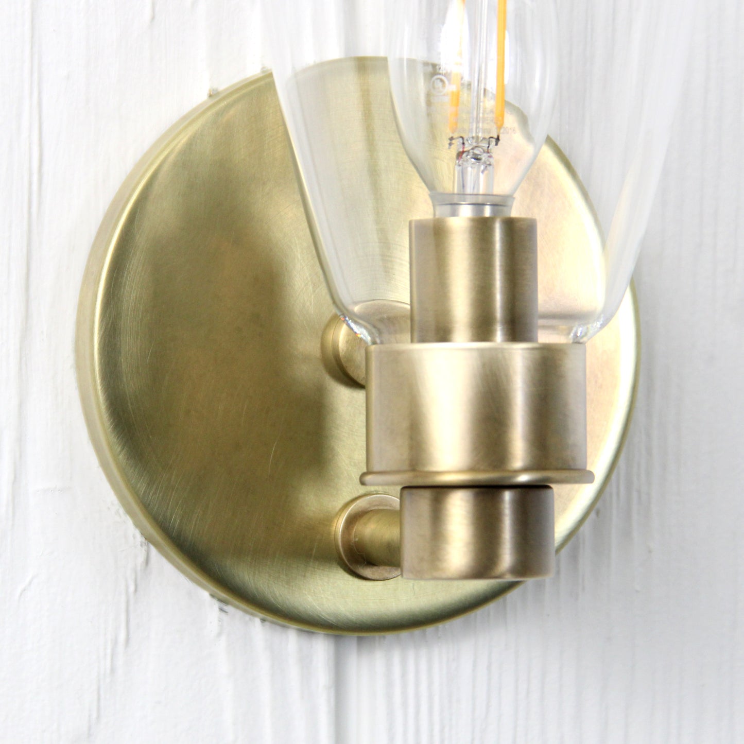 Norwich Flush Mount Wall Sconce in Vintage Brass