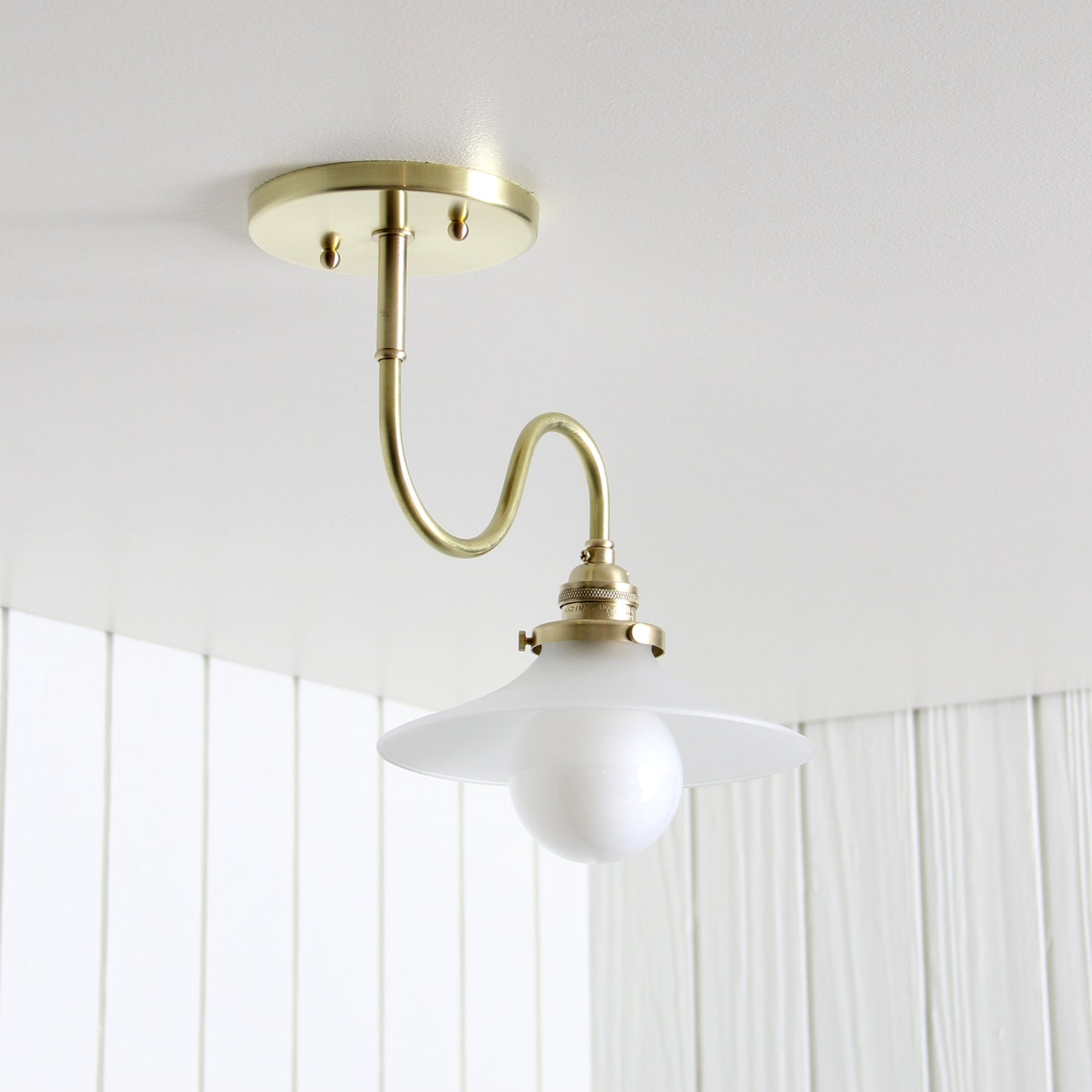 Ondu Flush Mount in Classic Brass w/Frosted Glass