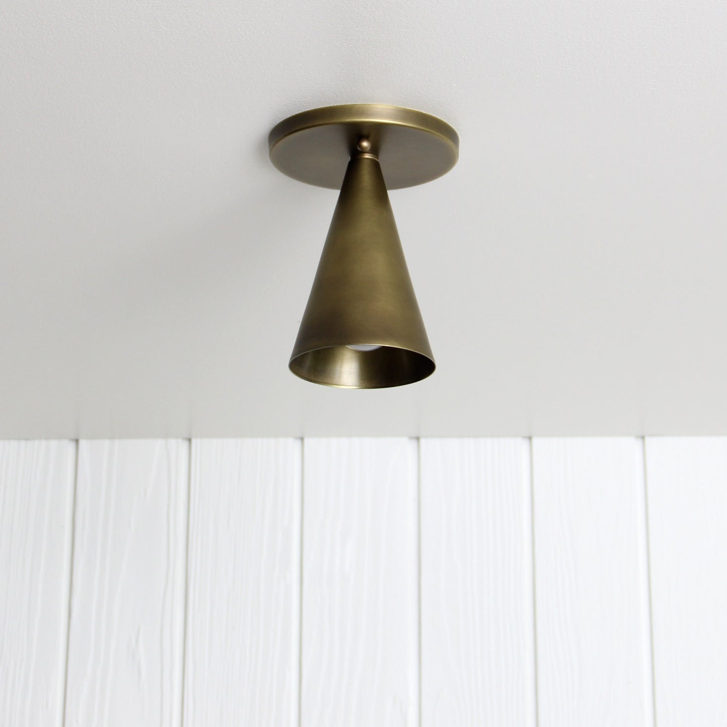 Task Flush Mount in Aged Satin Brass