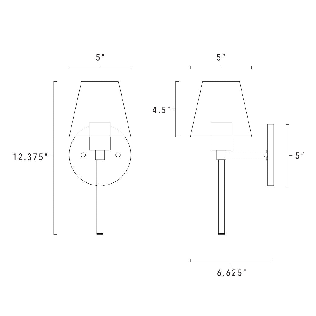 Trek Torch Wall Sconce technical drawing