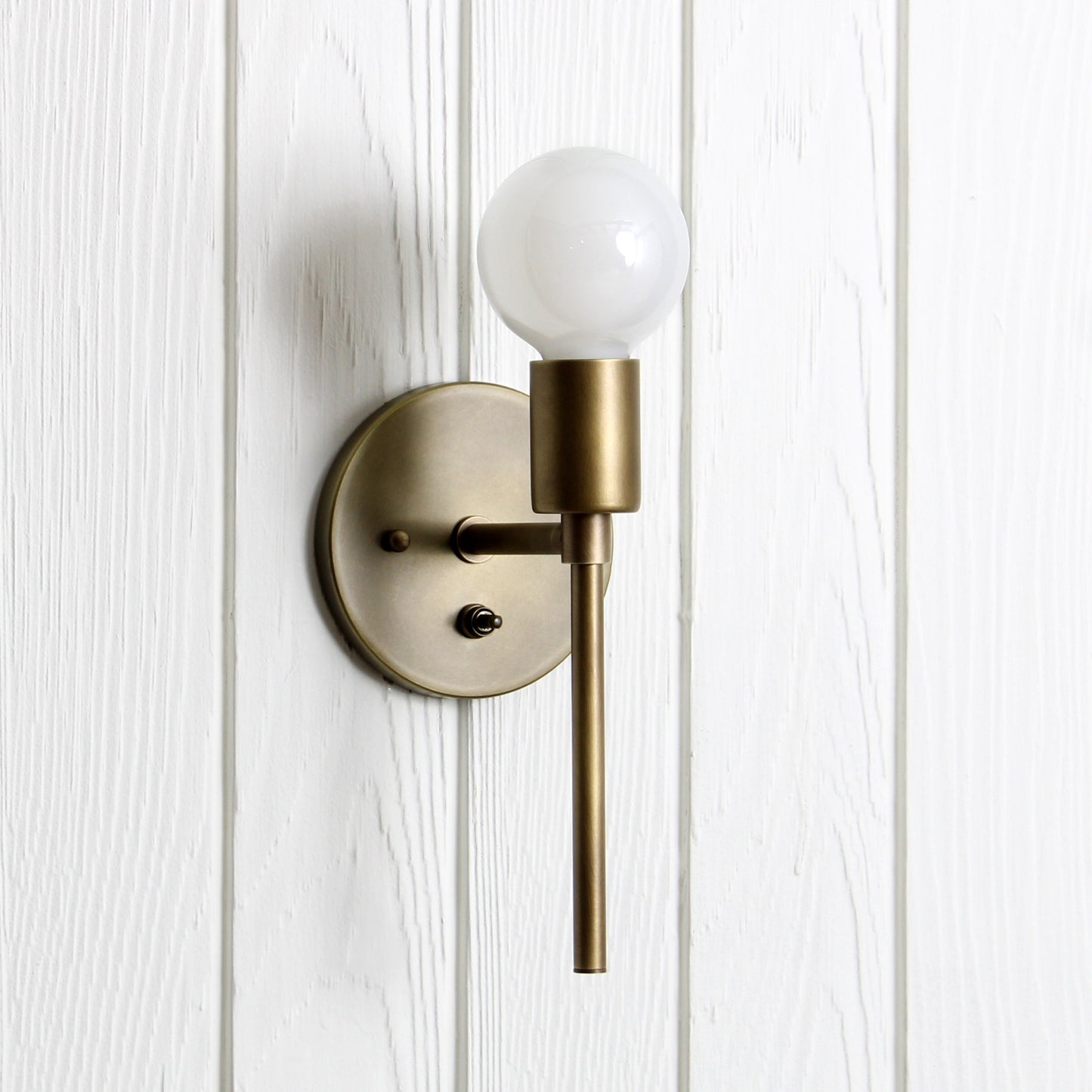 Trek Torch Wall Sconce in Aged Satin Brass w/switch