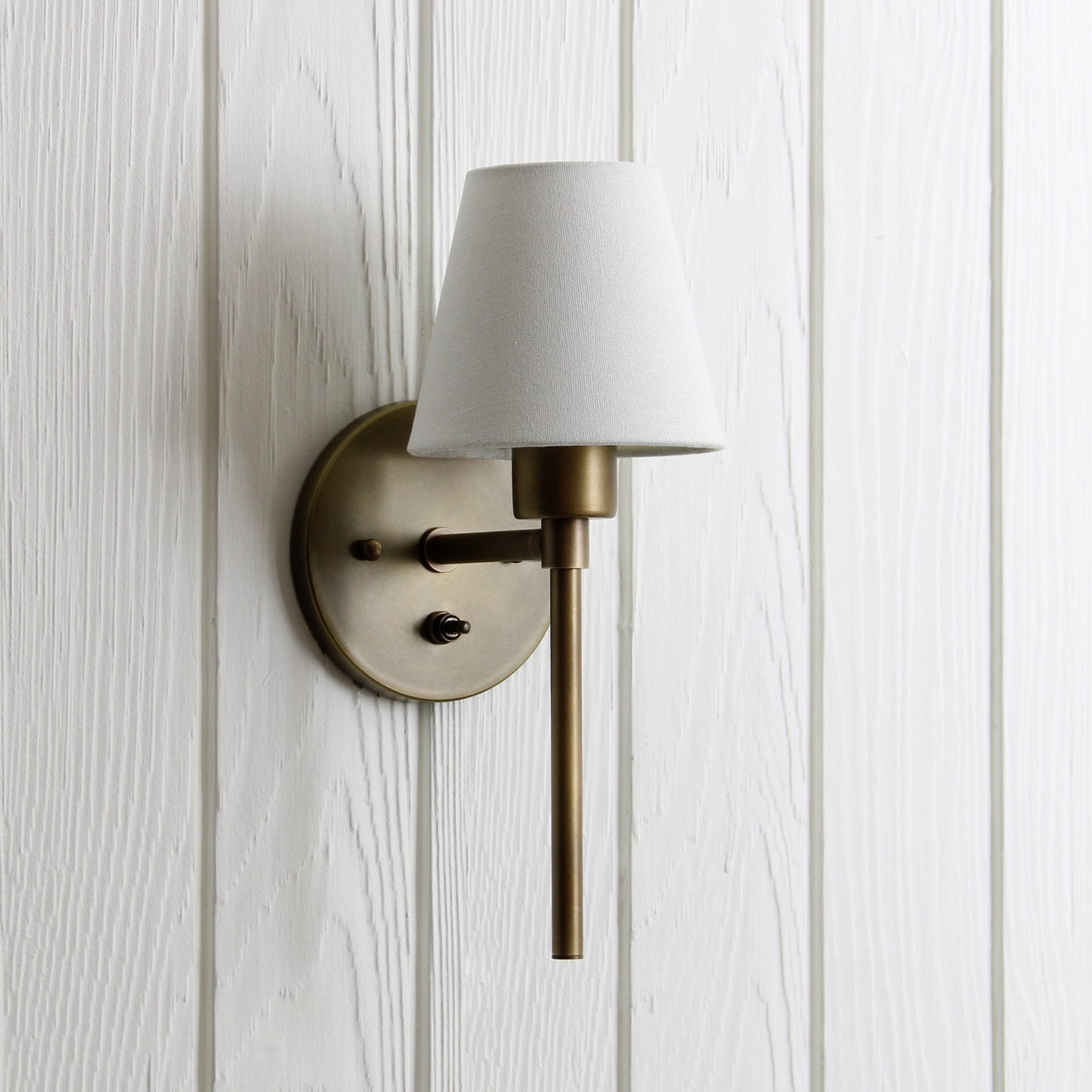 Trek Torch Wall Sconce in Aged Satin Brass w/switch