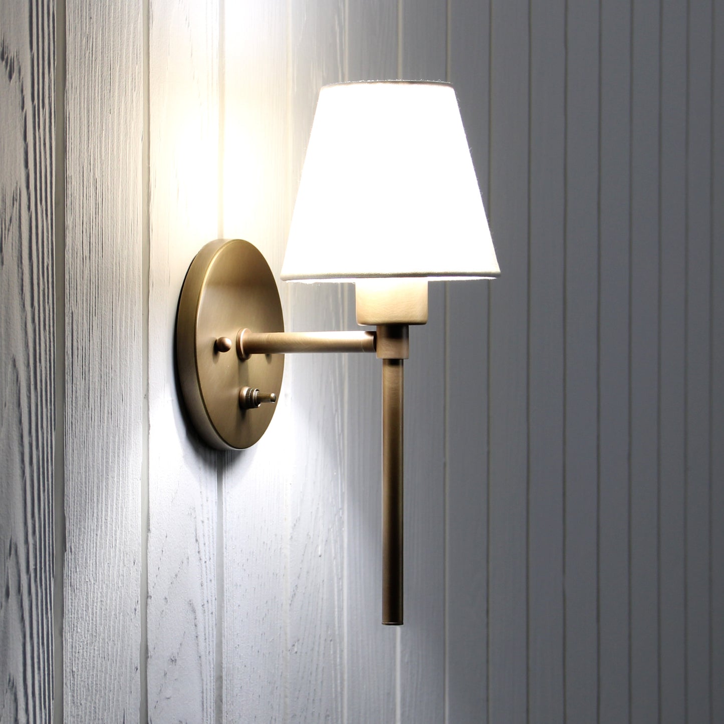 Trek Torch Wall Sconce in Aged Satin Brass w/switch