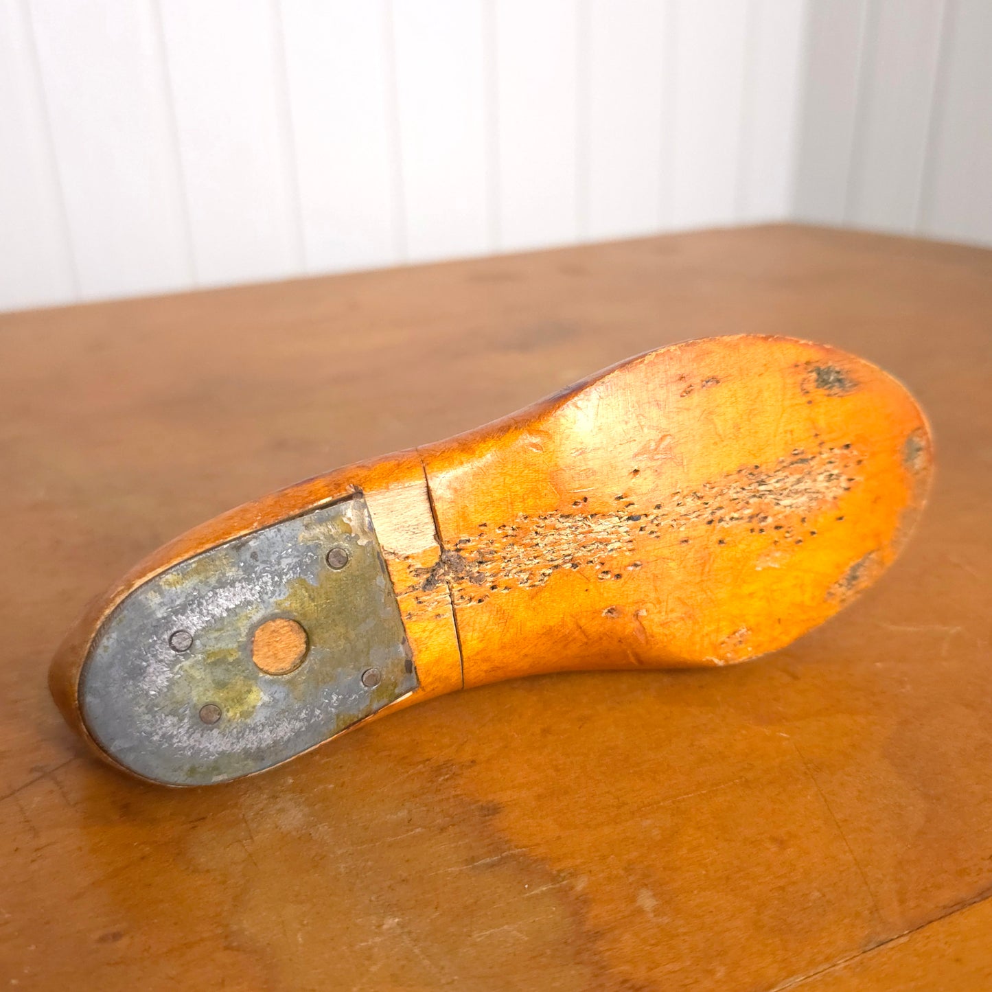 Bottom detail of Antique Wooden Children's Shoe Mold