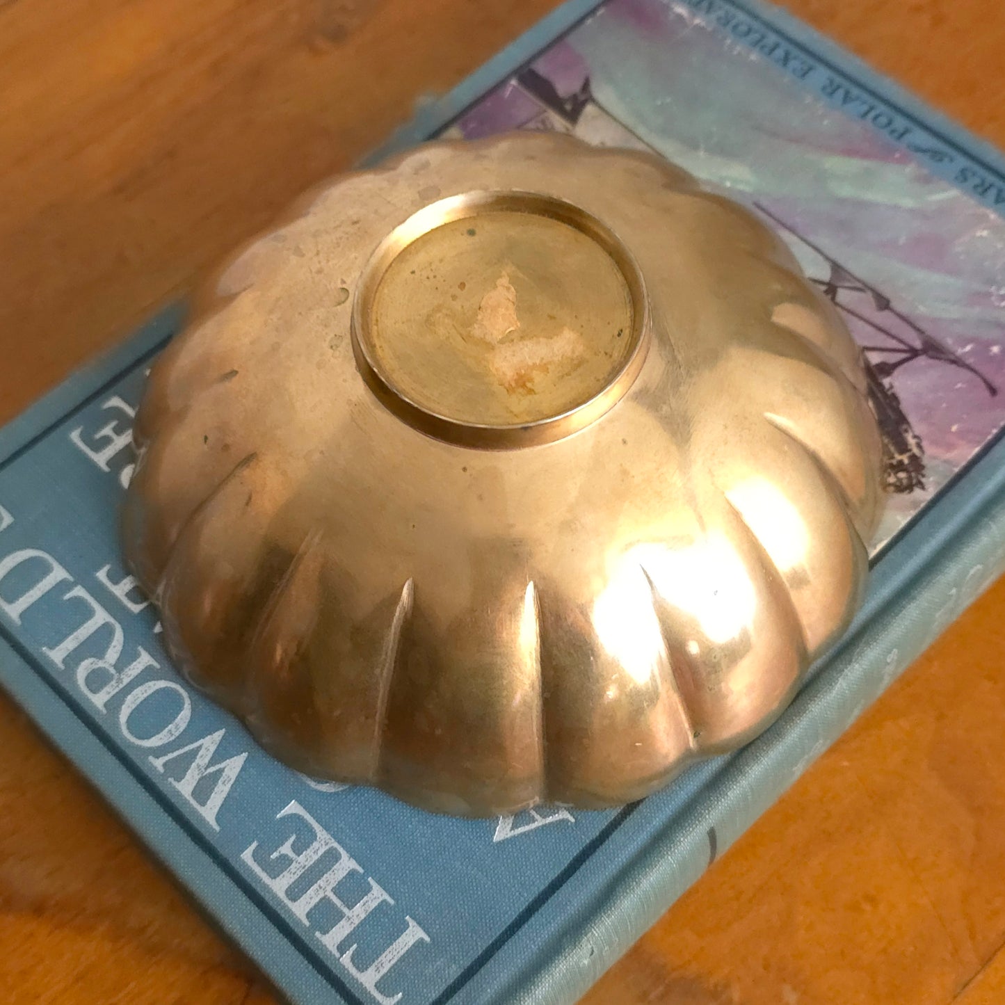 Bottom detail of Solid Brass Scalloped Bowl