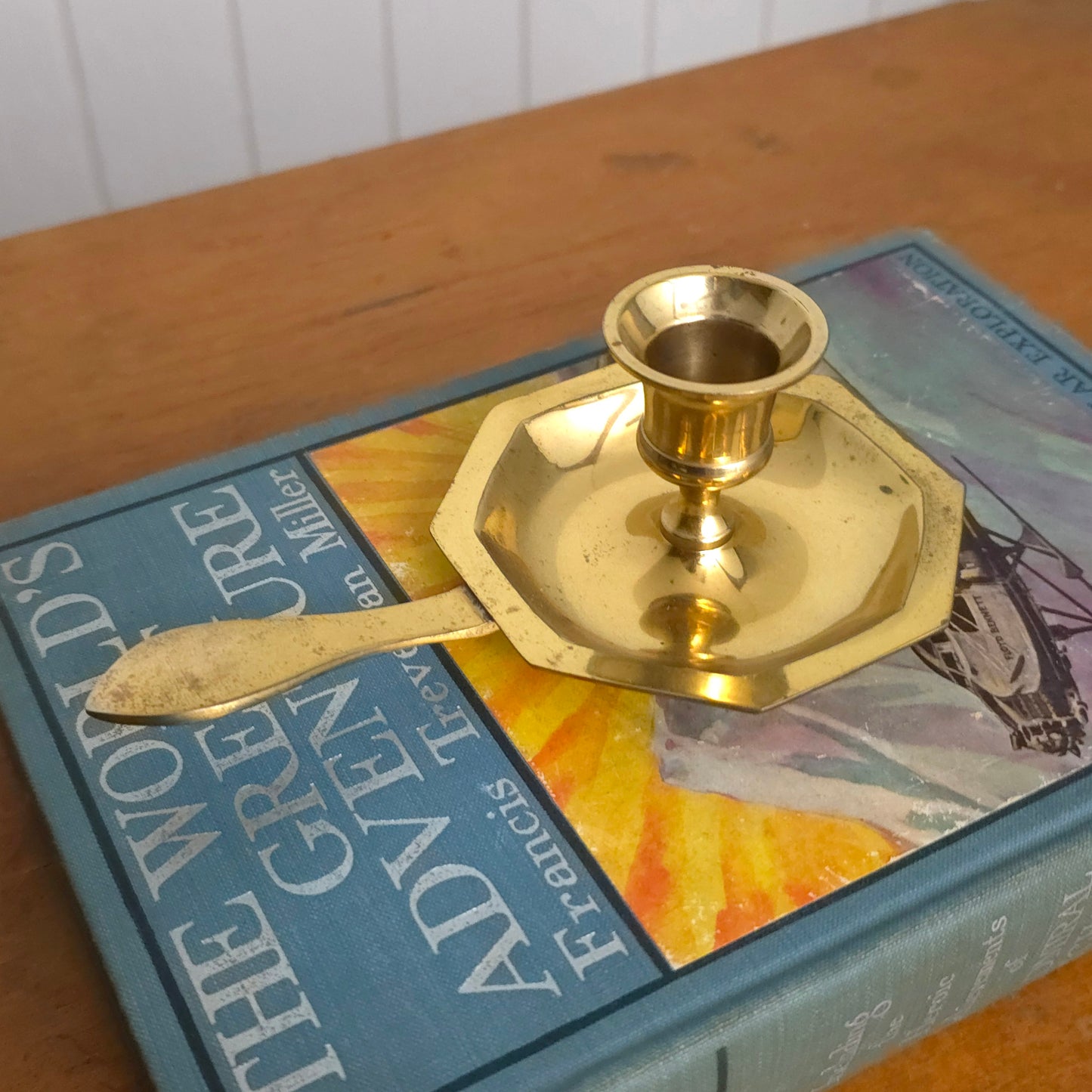 Brass Tab Handle Mini Chamber Candlestick Holder
