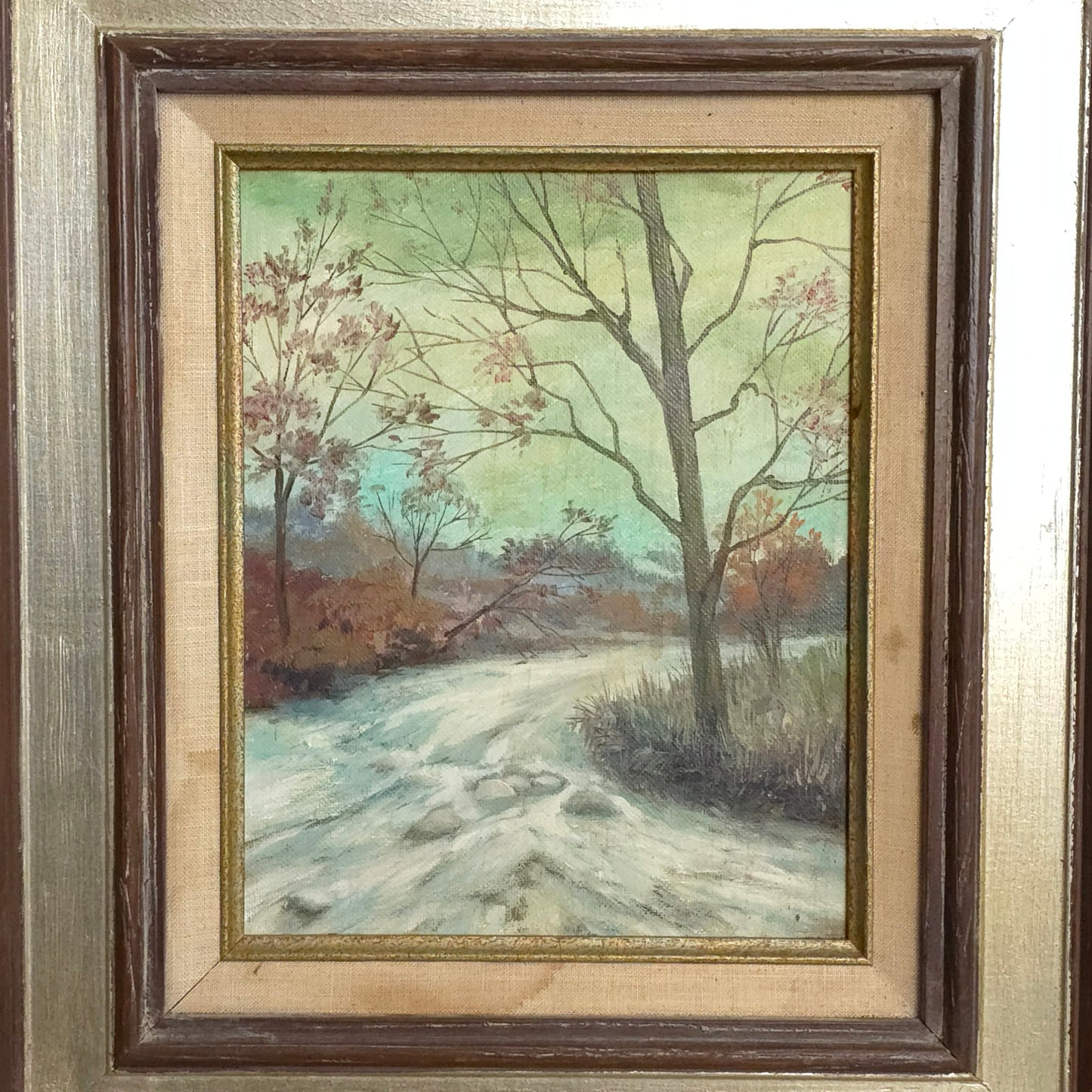 Rushing Stream Vintage Landscape Painting