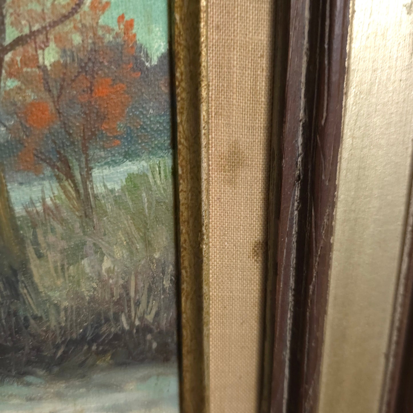 Frame detail of Rushing Stream Landscape Painting