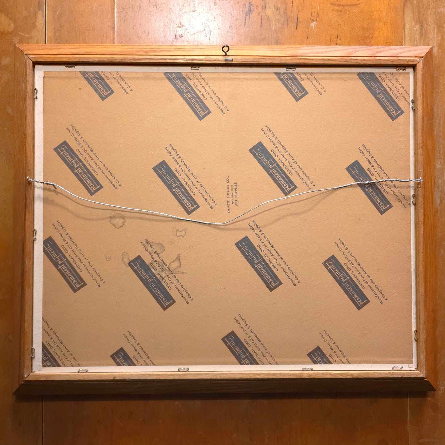 Backside detail of Swiss Mountain Chalet Landscape Painting