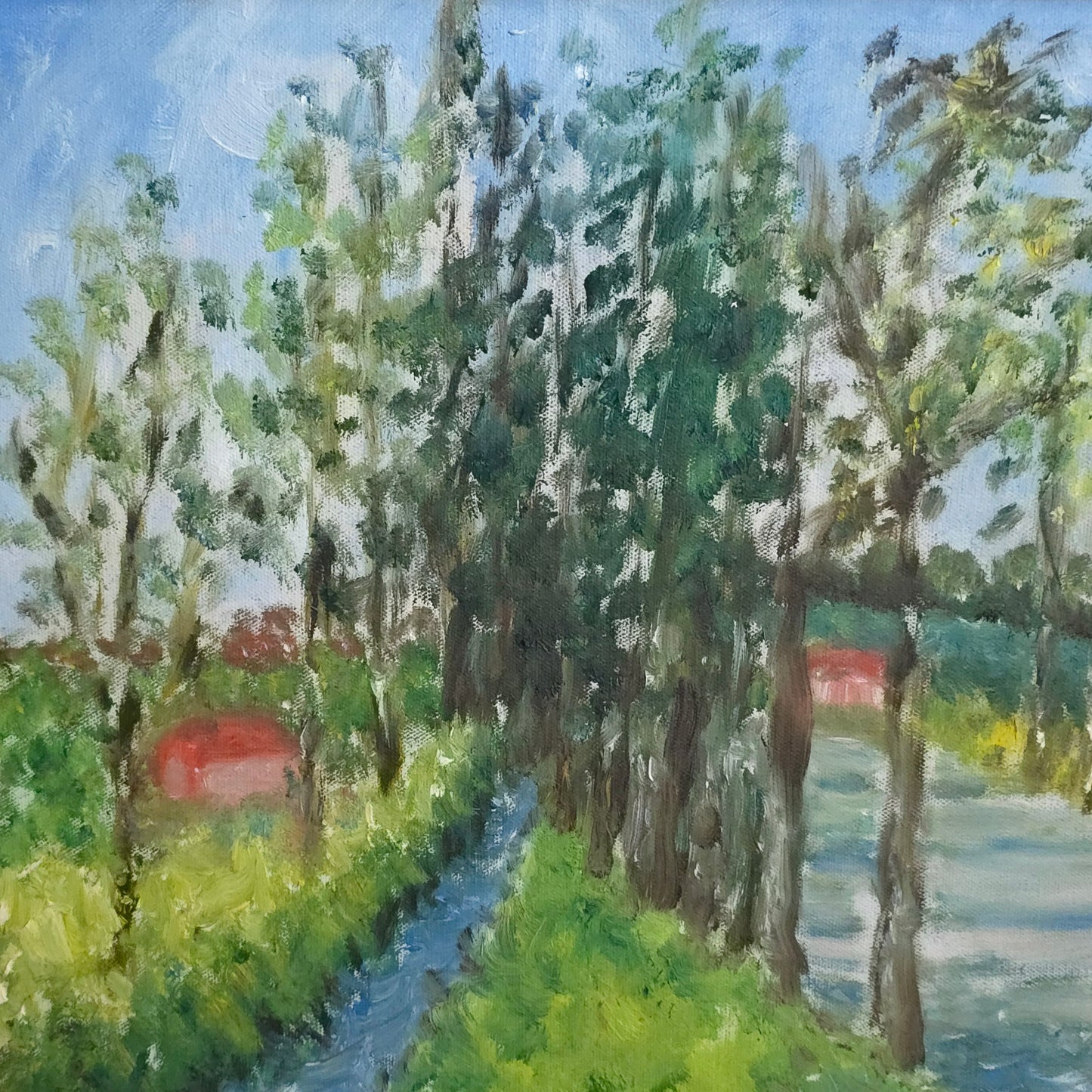 Detail of Tree Lined Lane Impressionist Painting