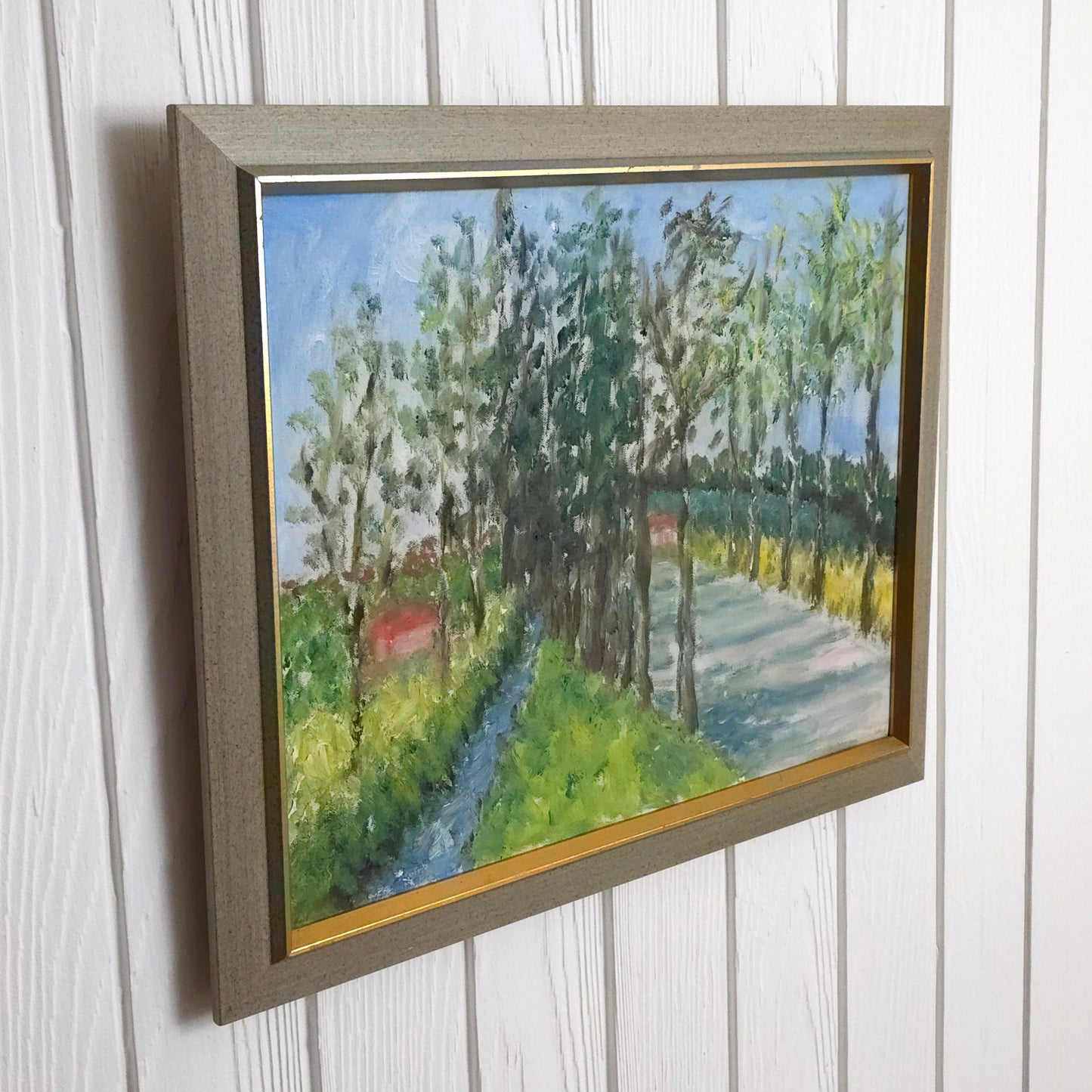 Side view of Tree Lined Lane Impressionist Painting