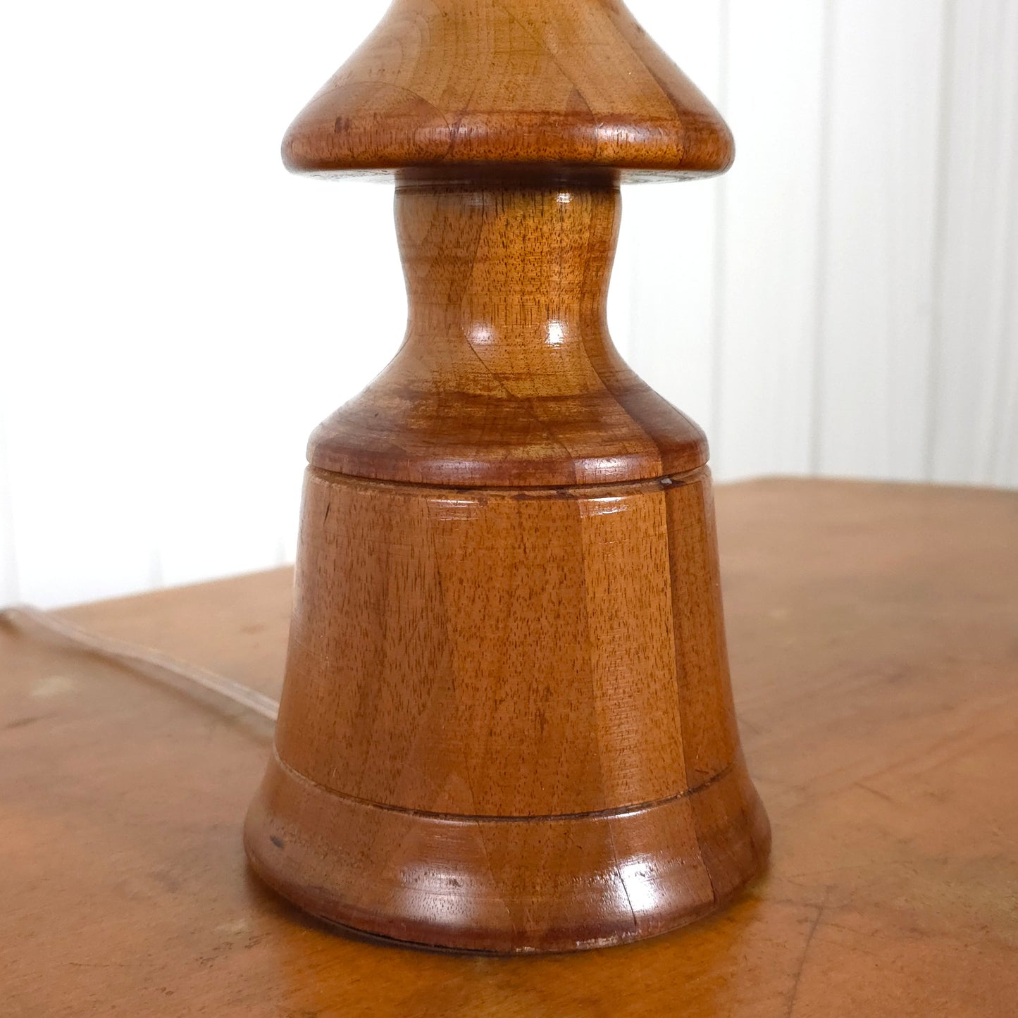 Detail of Vintage Turned Wood Sculptural Table Lamp