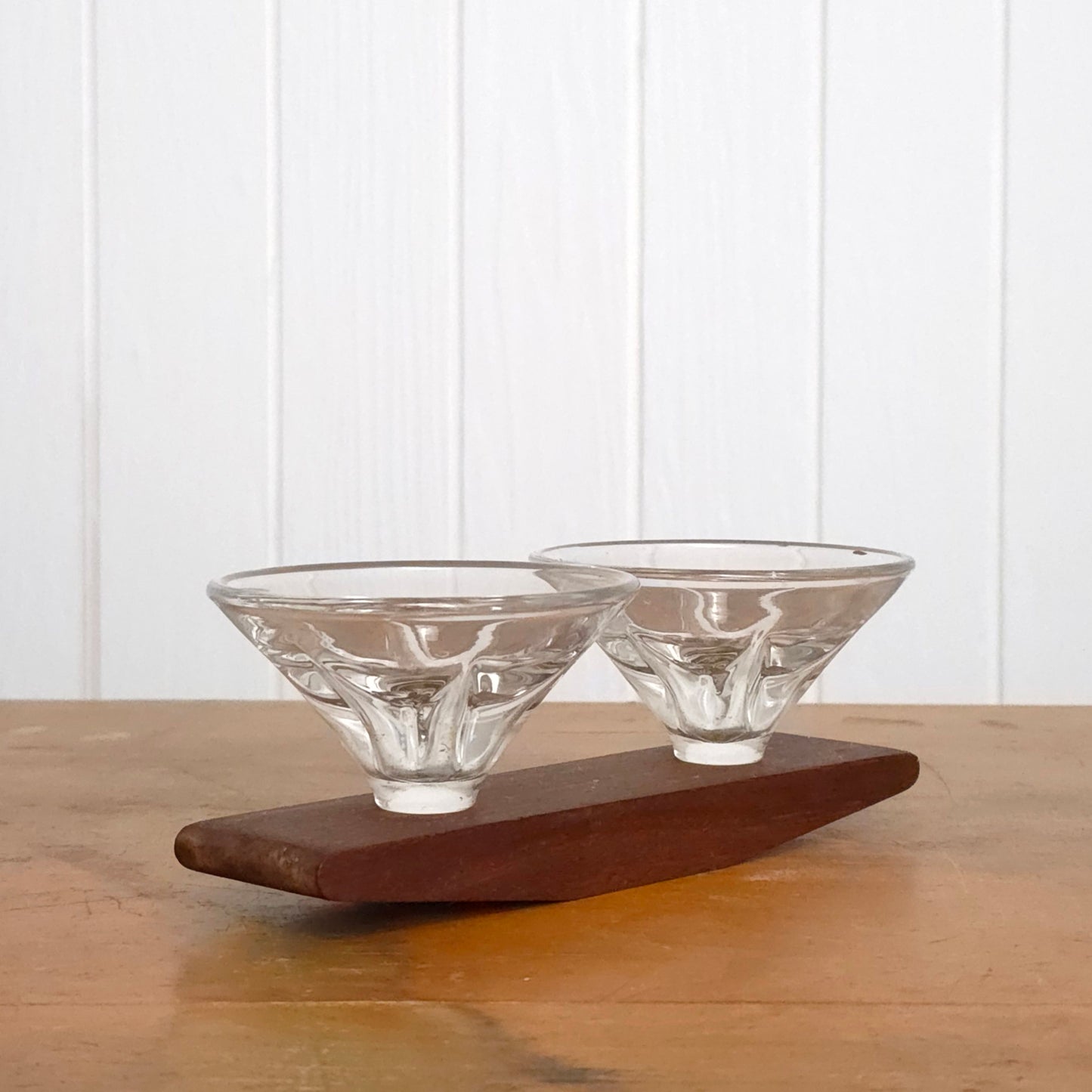 Wood and Glass MCM Rocking Candleholder