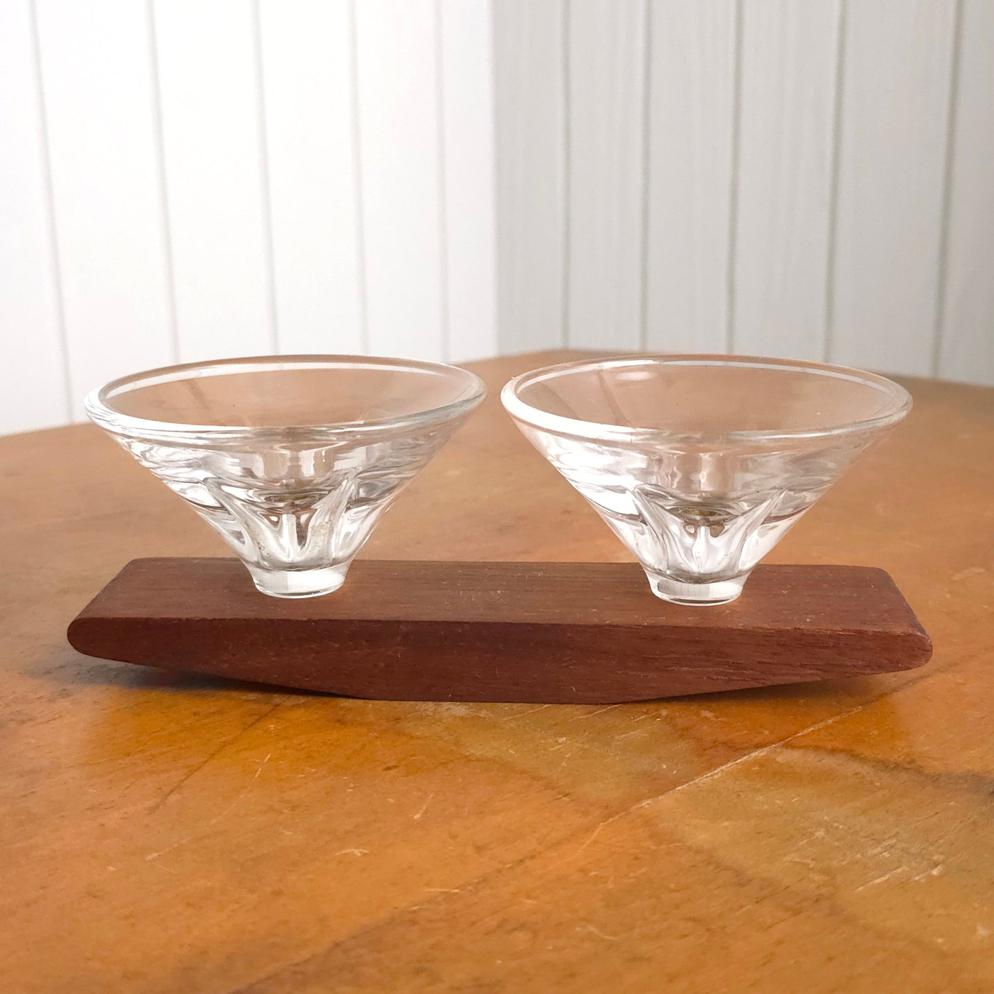 Wood and Glass MCM Rocking Candleholder