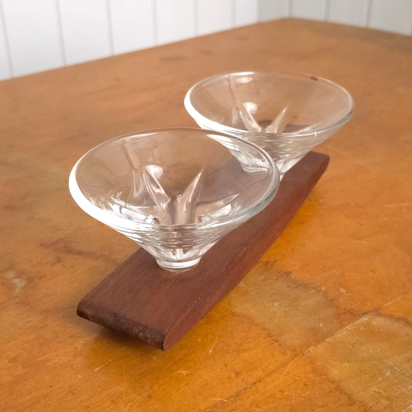 Wood and Glass MCM Rocking Candleholder