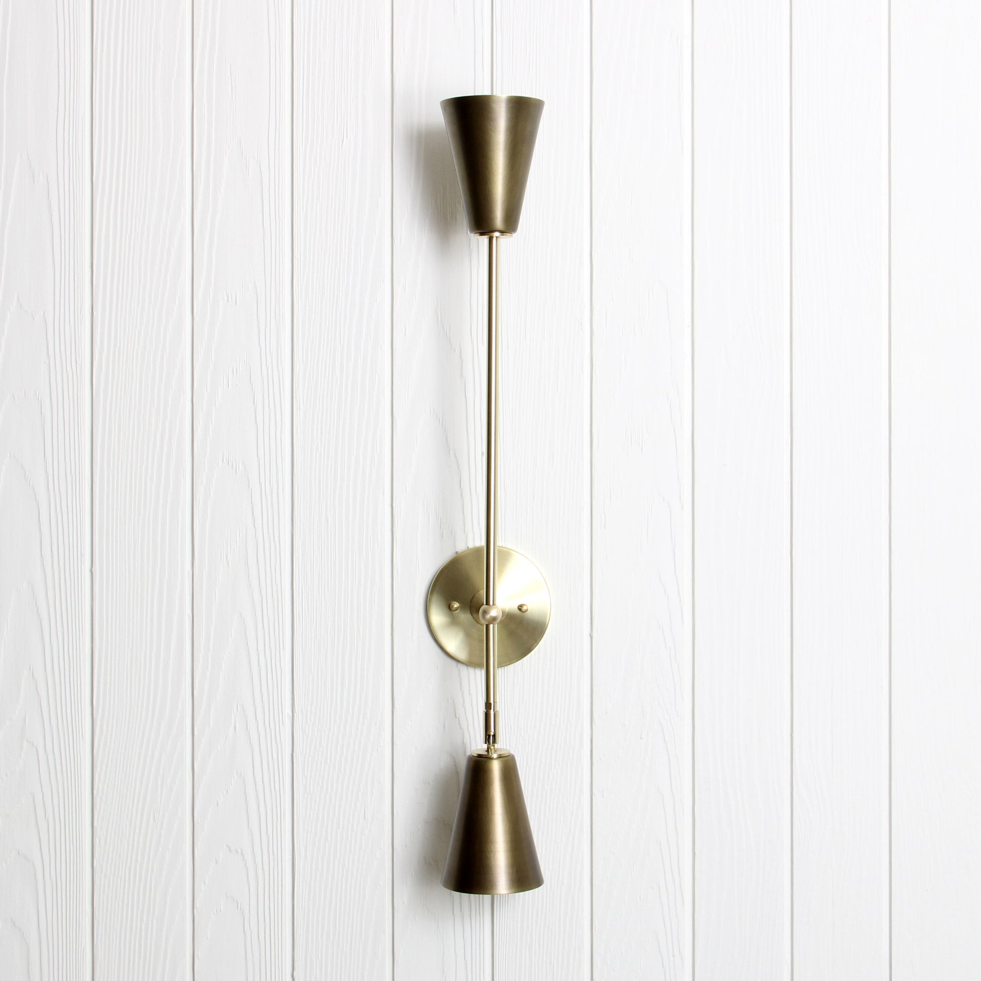 Mythos Achilles Wall Sconce in Classic Brass w/Aged Brass shades