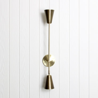Mythos Achilles Wall Sconce in Classic Brass w/Aged Brass shades