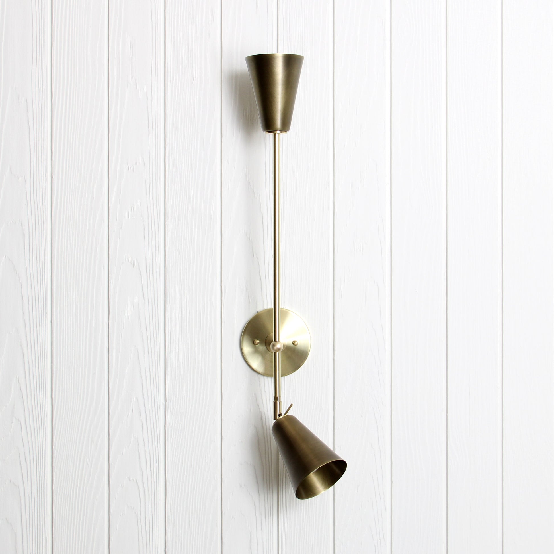 Mythos Achilles Wall Sconce in Classic Brass w/Aged Brass shades