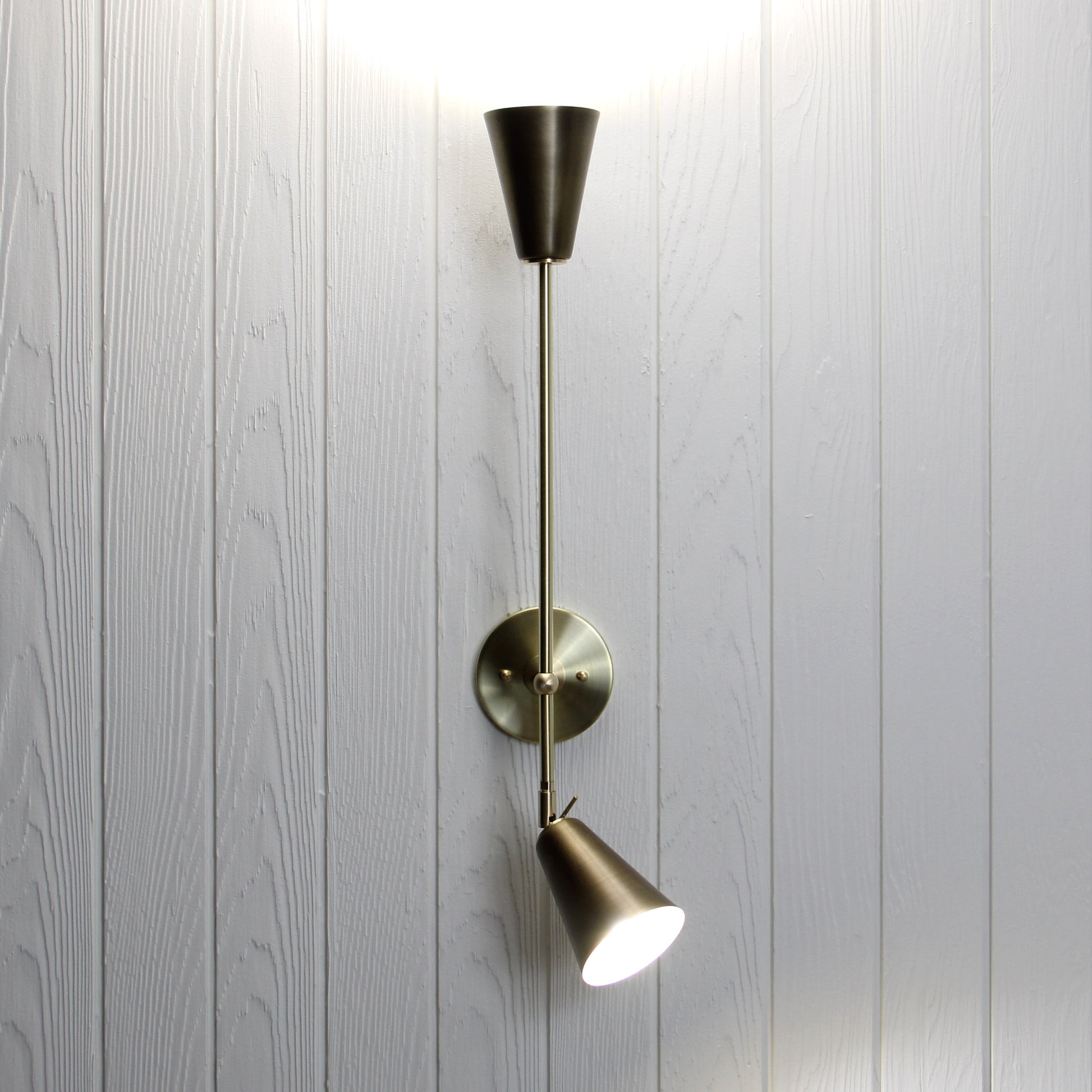 Mythos Achilles Wall Sconce in Classic Brass w/Aged Brass shades