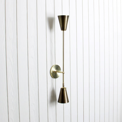 Mythos Achilles Wall Sconce in Classic Brass w/Aged Brass shades