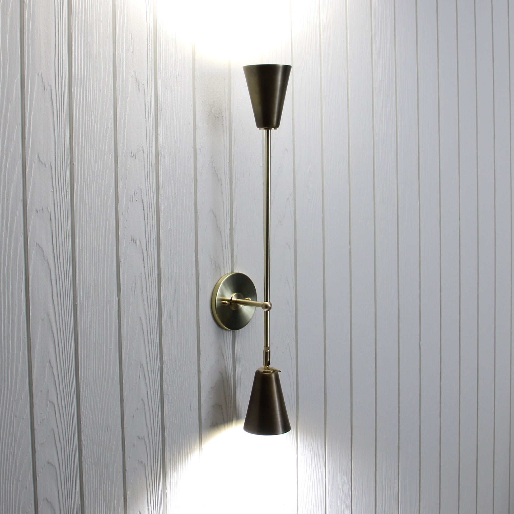 Mythos Achilles Wall Sconce in Classic Brass w/Aged Brass shades