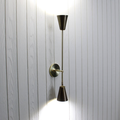 Mythos Achilles Wall Sconce in Classic Brass w/Aged Brass shades