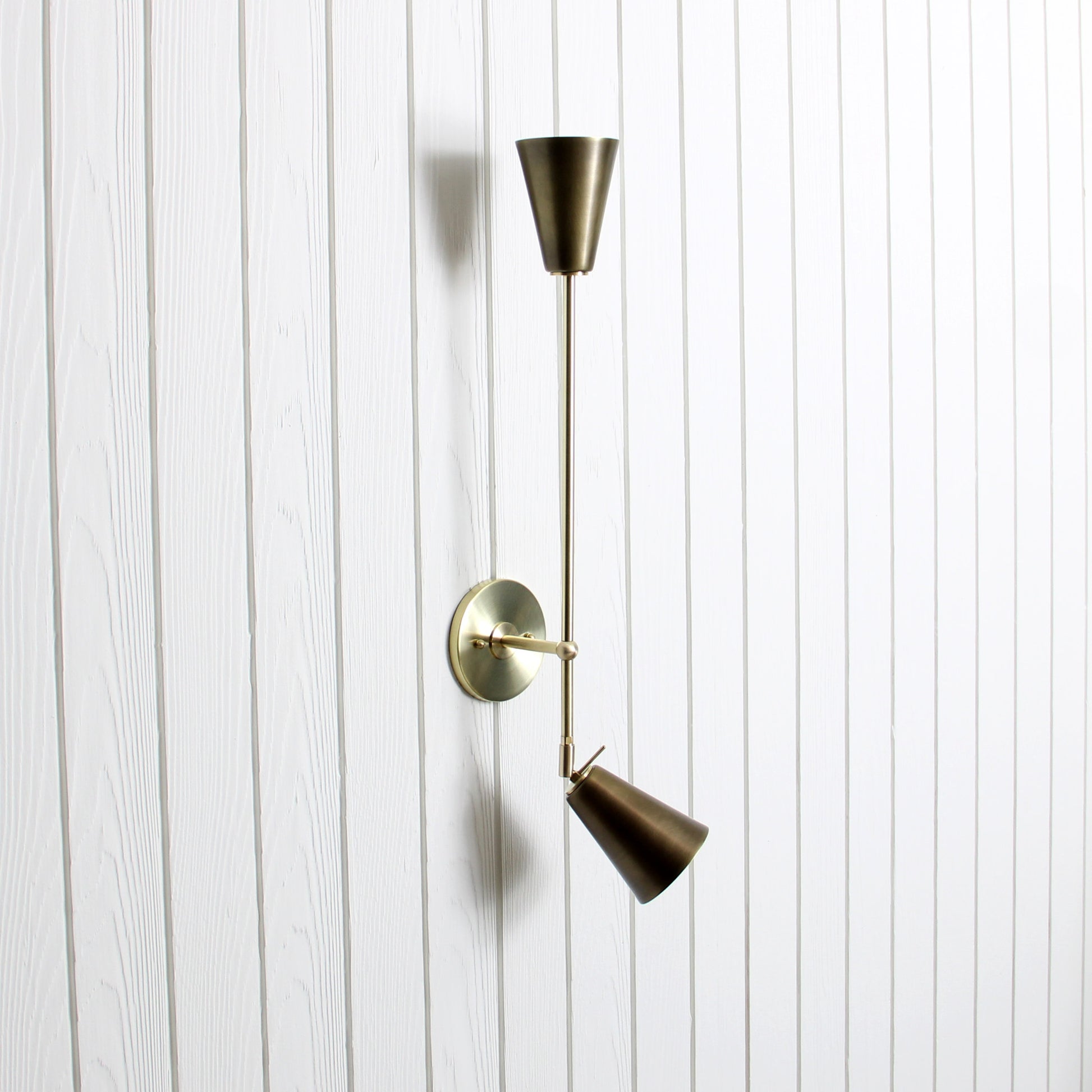 Mythos Achilles Wall Sconce in Classic Brass w/Aged Brass shades
