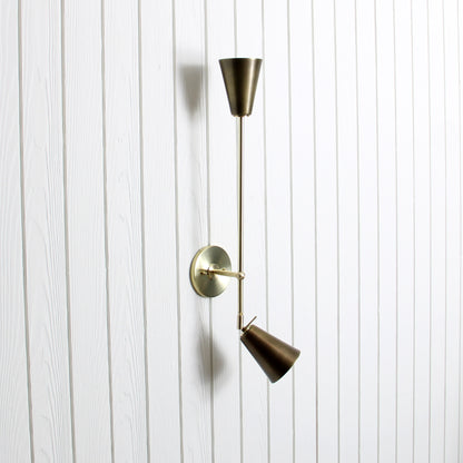 Mythos Achilles Wall Sconce in Classic Brass w/Aged Brass shades