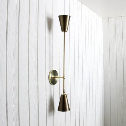 Mythos Achilles Wall Sconce in Classic Brass w/Aged Brass shades