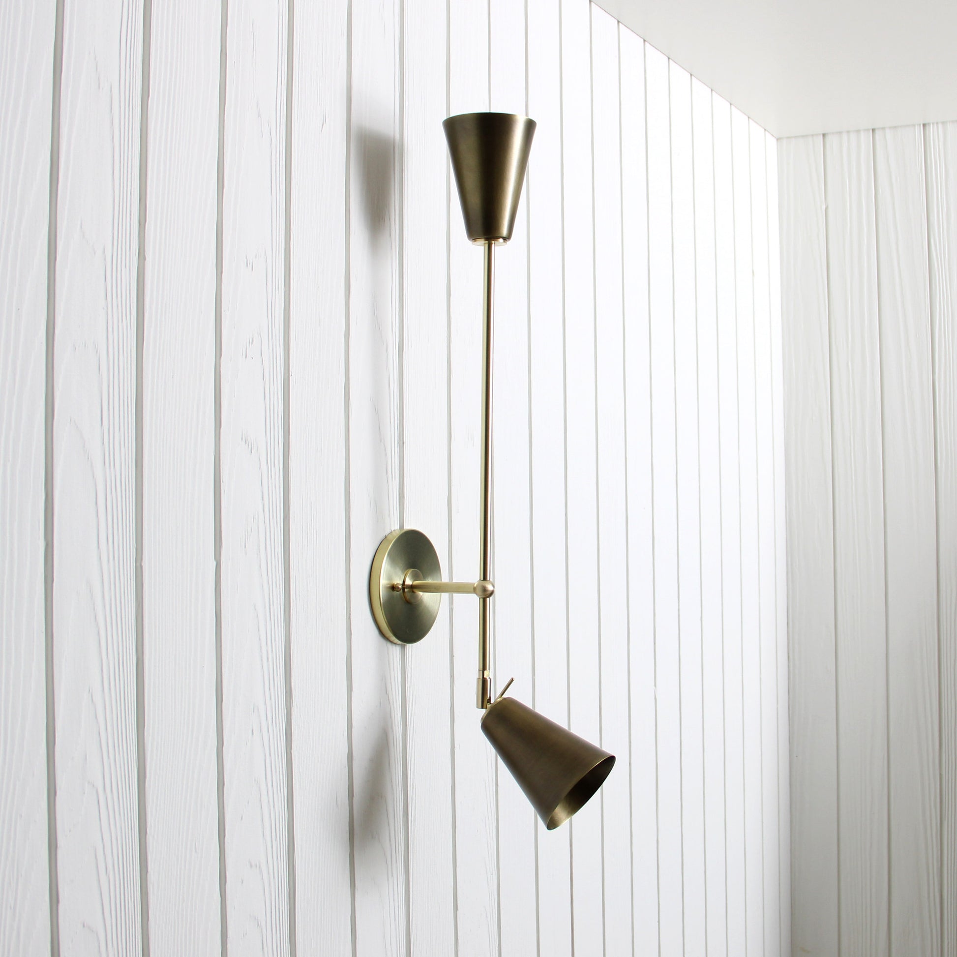 Mythos Achilles Wall Sconce in Classic Brass w/Aged Brass shades