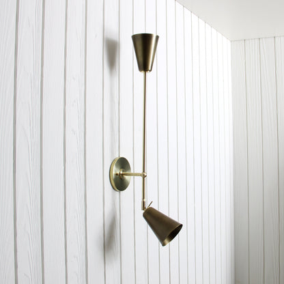 Mythos Achilles Wall Sconce in Classic Brass w/Aged Brass shades