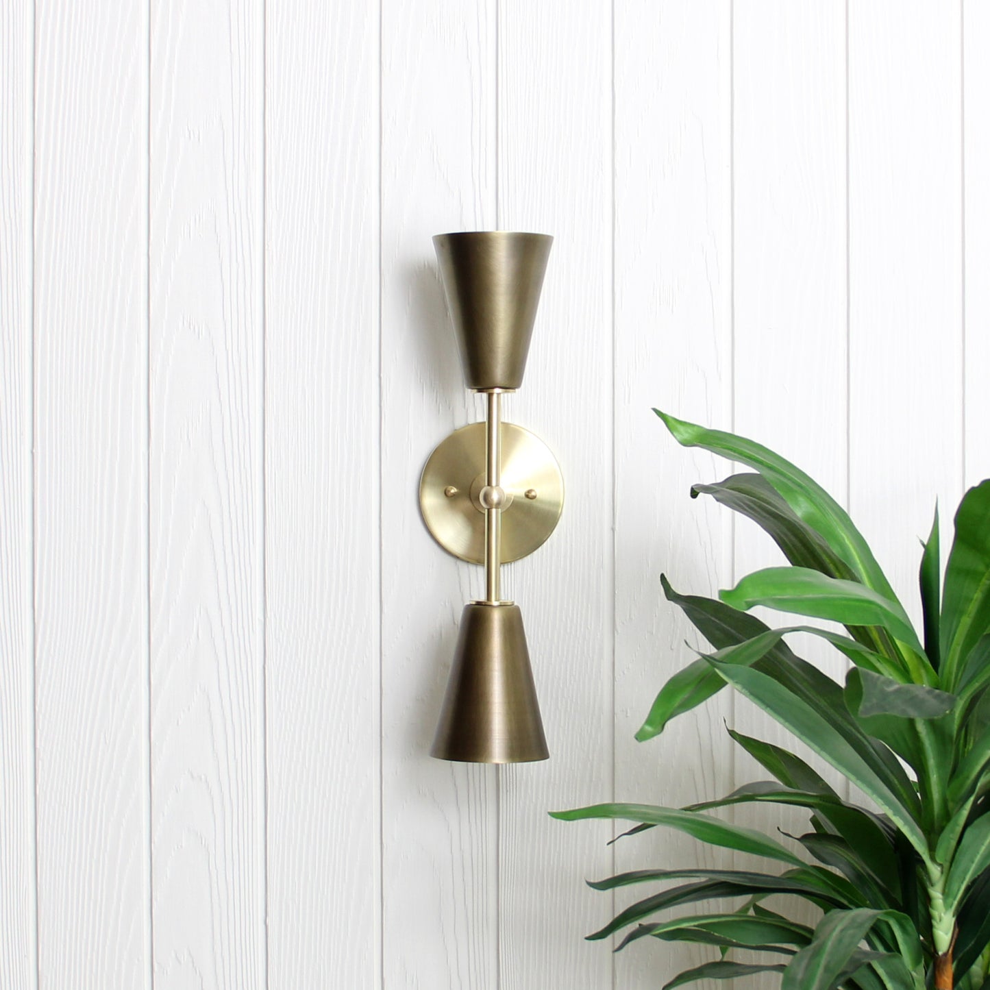 Mythos Apollo Wall Sconce in Classic Brass w/Aged Brass shades