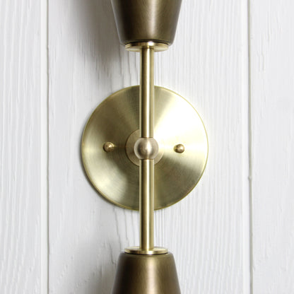 Mythos Apollo Wall Sconce in Classic Brass w/Aged Brass shades