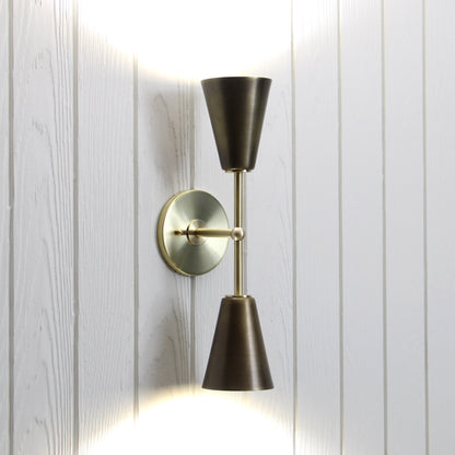 Mythos Apollo Wall Sconce in Classic Brass w/Aged Brass shades