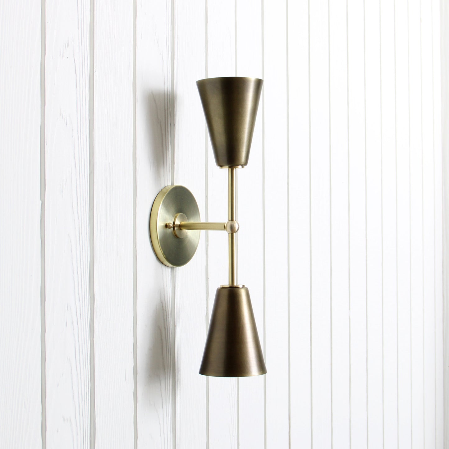 Mythos Apollo Wall Sconce in Classic Brass w/Aged Brass shades