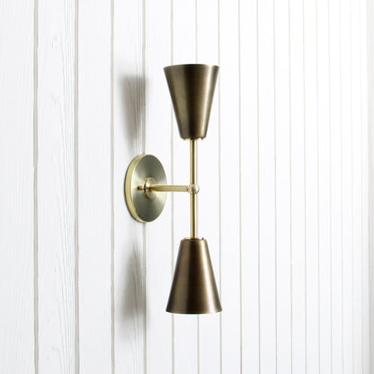 Mythos Apollo Wall Sconce in Classic Brass w/Aged Brass shades