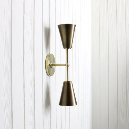 Mythos Apollo Wall Sconce in Classic Brass w/Aged Brass shades