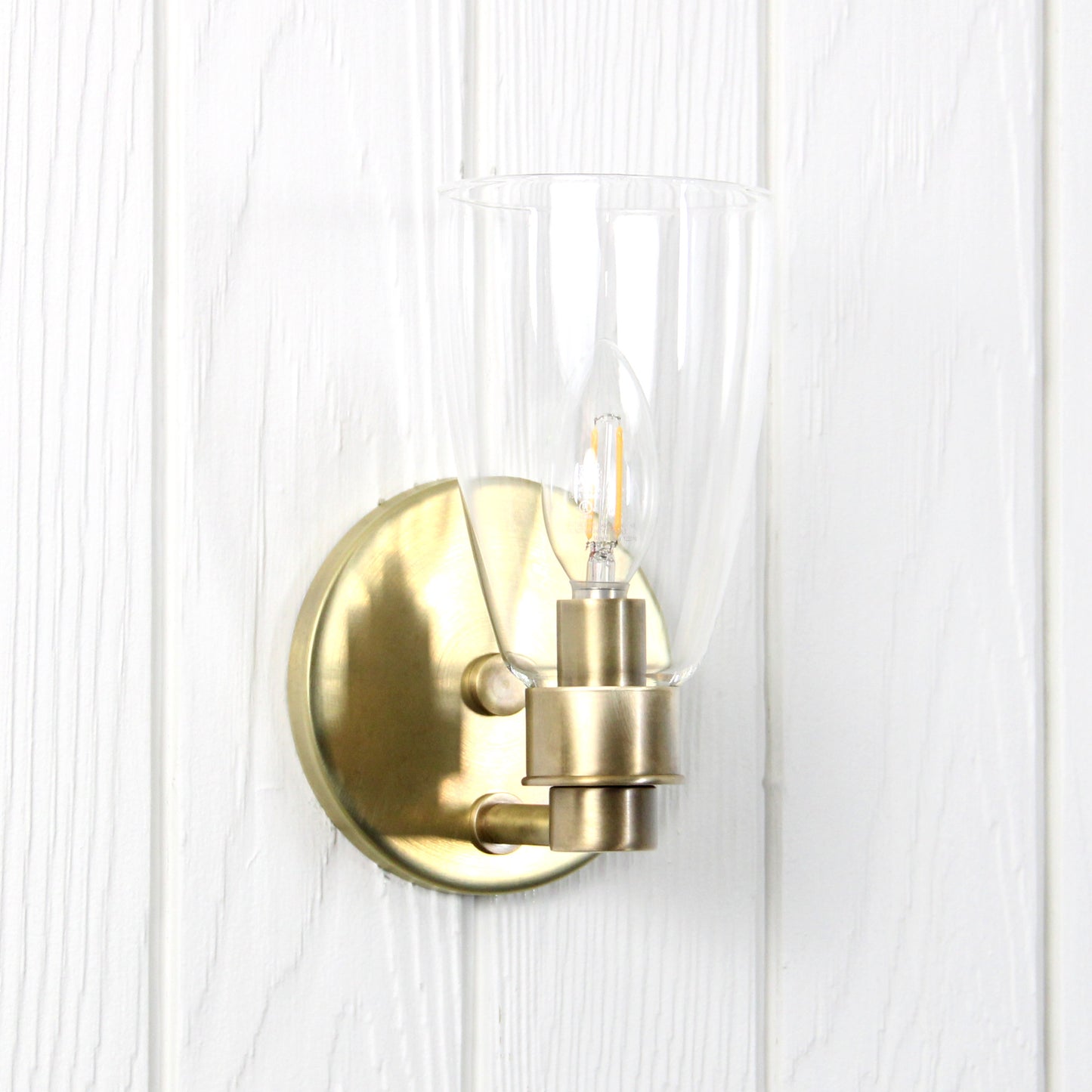 Norwich Flush Mount Wall Sconce in Vintage Brass
