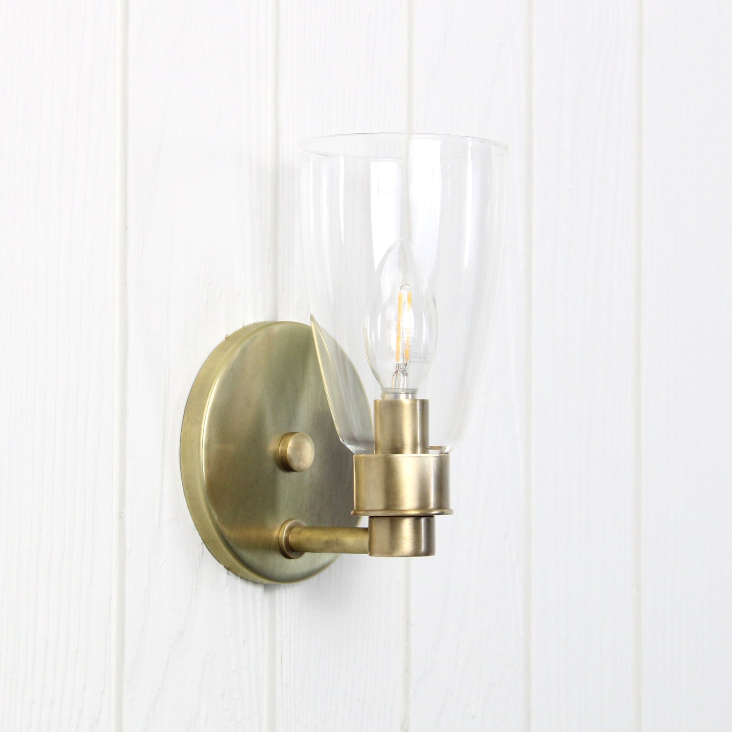 Norwich Flush Mount Wall Sconce in Vintage Brass