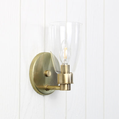 Norwich Flush Mount Wall Sconce in Vintage Brass