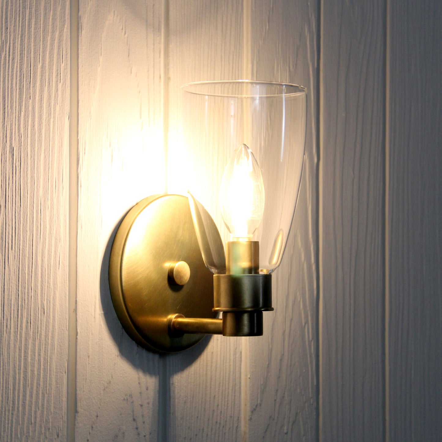 Norwich Flush Mount Wall Sconce in Vintage Brass