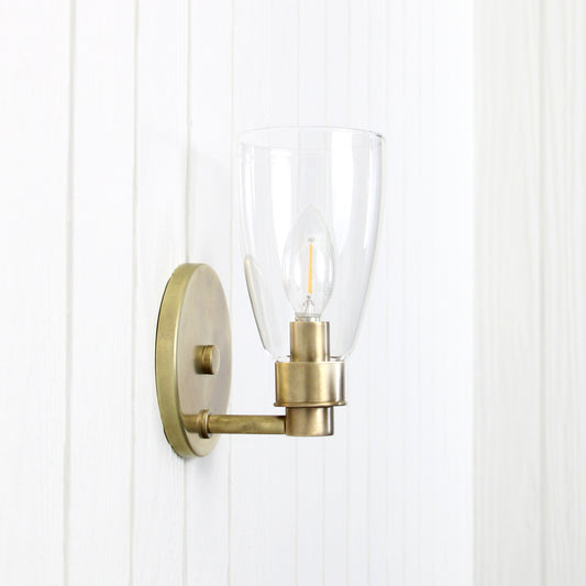 Norwich Flush Mount Wall Sconce in Vintage Brass
