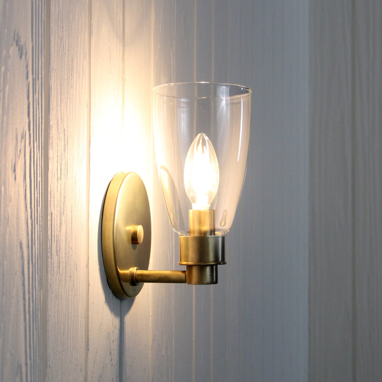 Norwich Flush Mount Wall Sconce in Vintage Brass